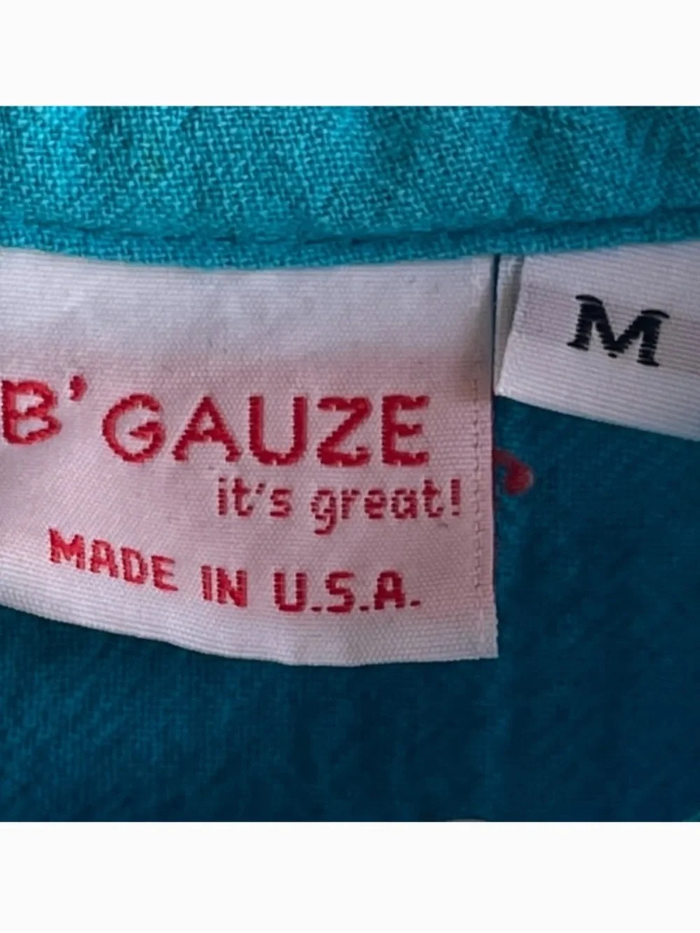 B'GAUZE LIGHTWEIGHT COTTON GAUZE BLUE SUMMER CRUISE RESORTWEAR CASUAL TOP SZ M - Picture 7 of 8